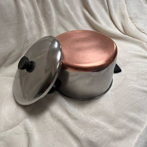 6-qt Vintage Revere Ware Copper Bottom Stock Pot Pre-1968